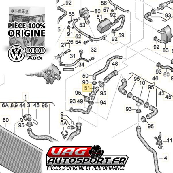 Tuyau de distribution du liquide de refroidissement - 2.0 TFSI EA113 - Pièce origine VW – Image 2