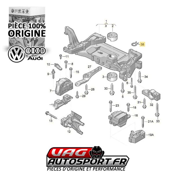 Kit Berceau (Entretoises + Vises) - VW GOLF 5 / VW GOLF 6 (pour le claquement du berceau) - Pièce origine VW – Image 5