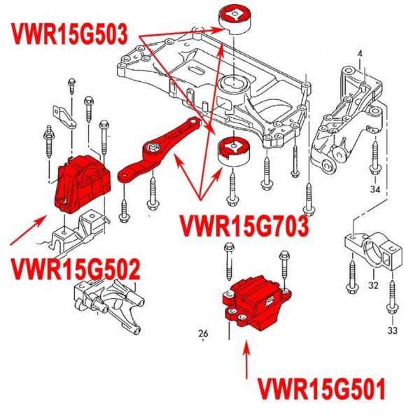 Supports moteur inferieur Berceau moteur Racingline pour VW Golf 5 / Golf 6 / Scirocco / AUDI S3 8P / SEAT Leon 2 - VWR15G503 – Image 9