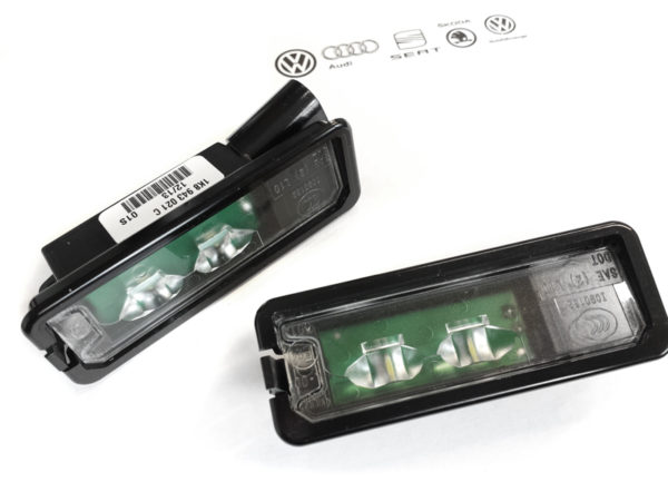 Blocs d'éclairage de plaque d'immatriculation à LED VW (Golf Passat Scirocco Eos Polo) - pièces origine VW