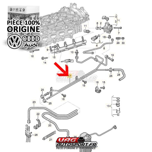 Raccord de pompe haute pression - 06F127509AB - 2.0 TFSI EA113 - Pièce origine VW – Image 4