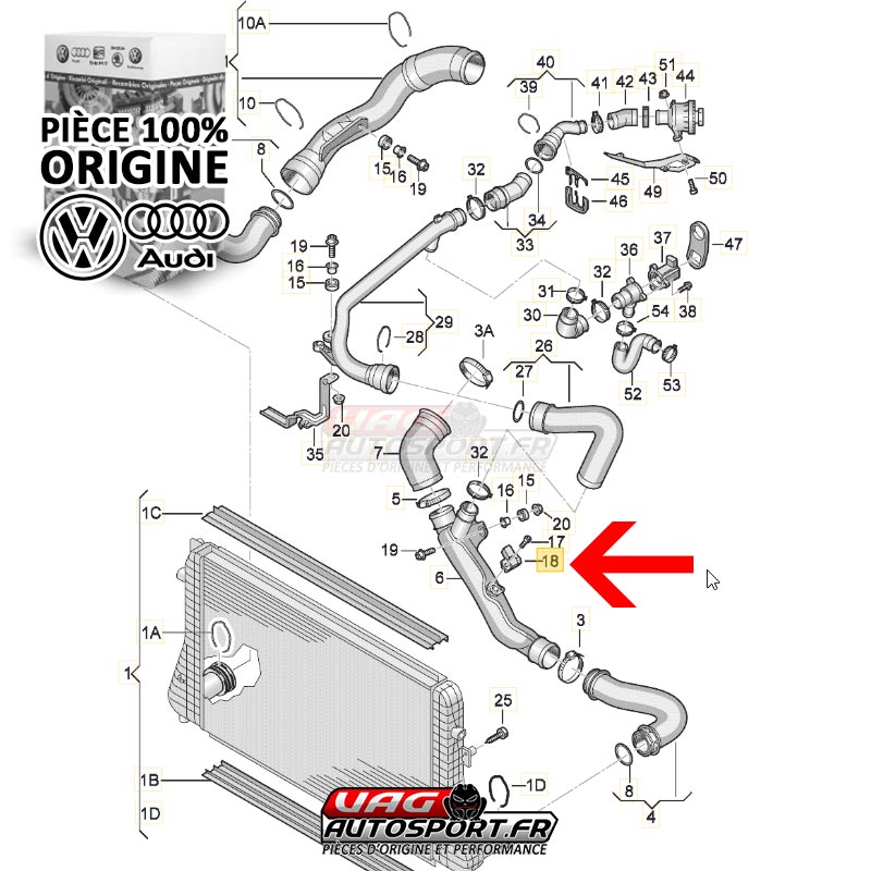 Transmetteur de pression de suralimentation -G31- Pièce origine VW