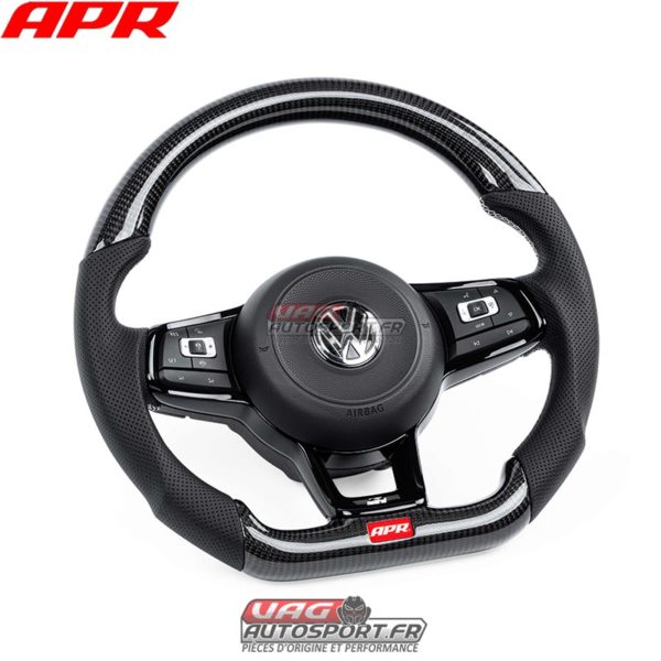 Volant carbone/cuir perforé/surpiqûres grises pour VW Golf 7R MS100202 (boite DSG) – Image 2