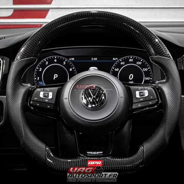 Volant carbone/cuir perforé/surpiqûres grises pour VW Golf 7R MS100202 (boite DSG) – Image 4
