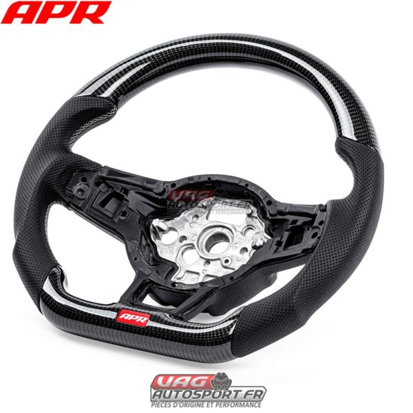 Volant carbone/cuir perforé/surpiqûres grises pour VW Golf 7R MS100202 (boite DSG)