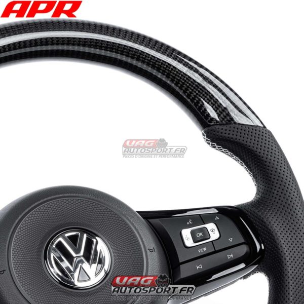 Volant carbone/cuir perforé/surpiqûres grises pour VW Golf 7R MS100202 (boite DSG) – Image 6