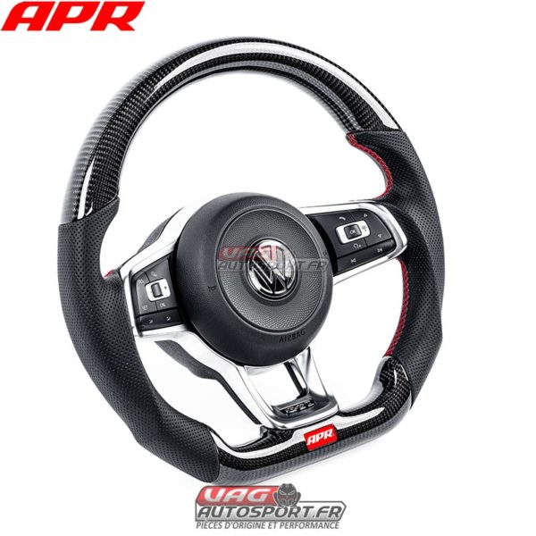 Volant carbone et cuir perforé avec surpiqûres rouges APR pour VW Golf 7 GTI MS100205