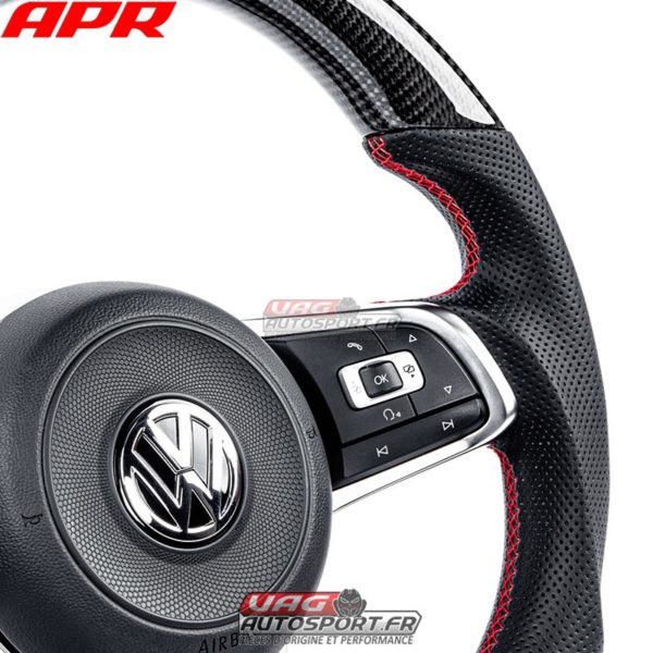 Volant carbone et cuir perforé avec surpiqûres rouges APR pour VW Golf 7 GTI MS100205 – Image 7
