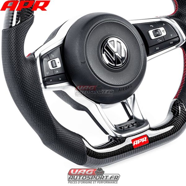 Volant carbone et cuir perforé avec surpiqûres rouges APR pour VW Golf 7 GTI MS100205 – Image 2