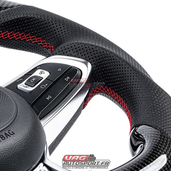 Volant carbone et cuir perforé avec surpiqûres rouges APR pour VW Golf 7 GTI MS100205 – Image 3