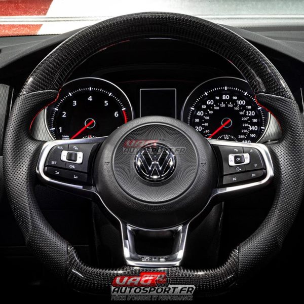 Volant carbone et cuir perforé avec surpiqûres rouges APR pour VW Golf 7 GTI MS100205 – Image 6