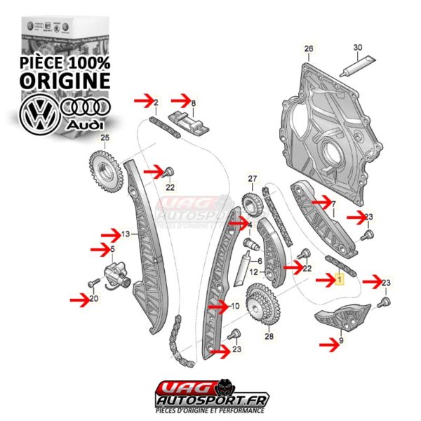 Kit Chaine de distribution - 2.0 TSI EA888.2 (CCZA/CCZB) - Pièce origine VW / Audi – Image 4