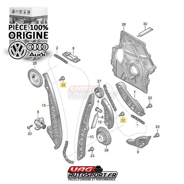 Vis pour le guide de la chaîne de distribution (M8 x 14 x 33mm) - N91130301 - Pièce origine VW / Audi – Image 3