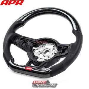 Volant carbone/cuir perforé/surpiqûres grises pour VW Golf 7R MS100202 (boite DSG)