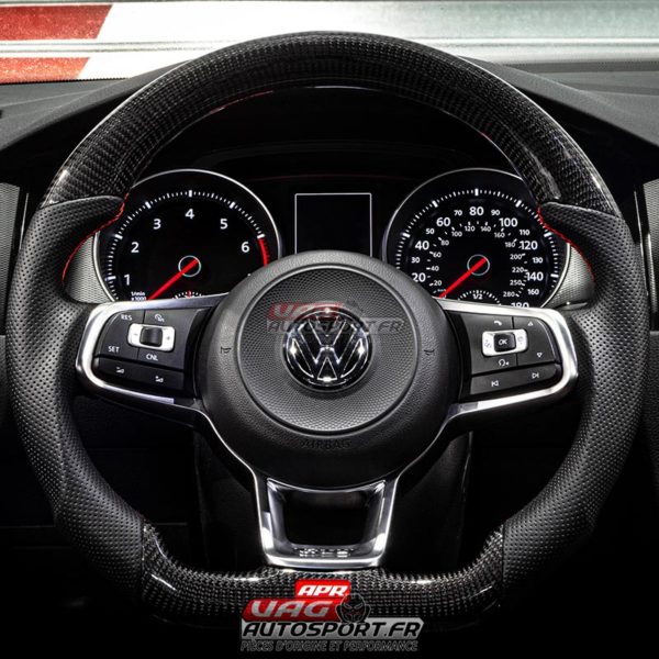 Volant carbone, cuir perforé et surpiqûres rouge APR pour VW Golf 7 GTI DSG - MS100201 – Image 3