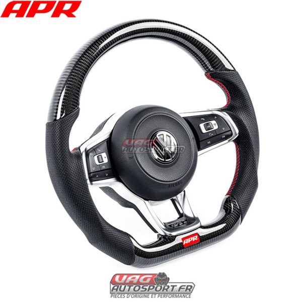 Volant carbone, cuir perforé et surpiqûres rouge APR pour VW Golf 7 GTI DSG - MS100201