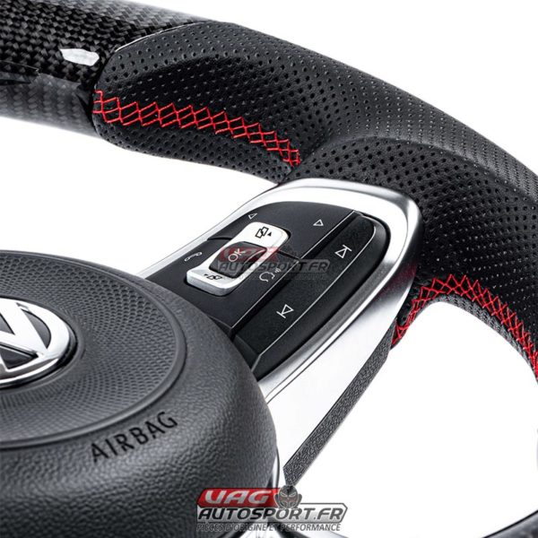 Volant carbone, cuir perforé et surpiqûres rouge APR pour VW Golf 7 GTI DSG - MS100201 – Image 5