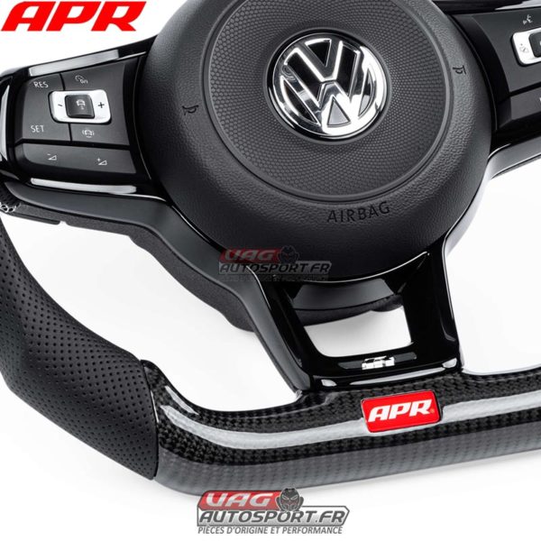Volant carbone et cuir perforé avec surpiqûres grises pour VW Golf 7R MS100206 (boite manuelle) – Image 7