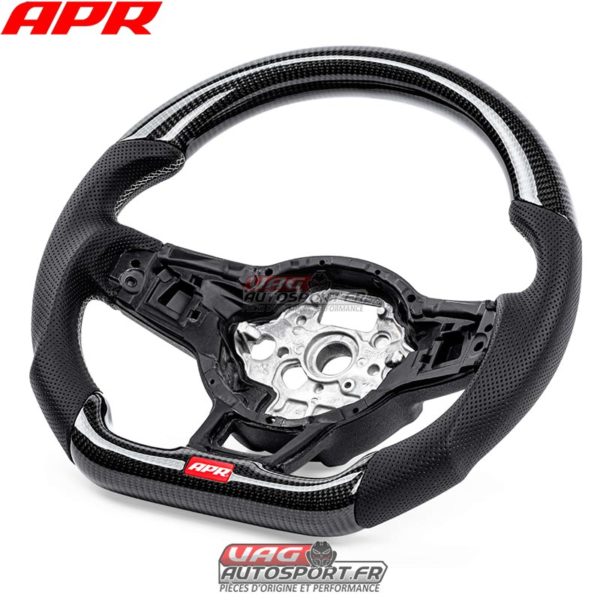 Volant carbone et cuir perforé avec surpiqûres grises pour VW Golf 7R MS100206 (boite manuelle) – Image 3