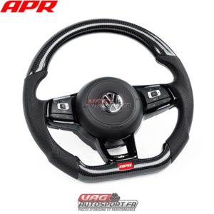 Volant carbone et cuir perforé avec surpiqûres grises pour VW Golf 7R MS100206 (boite manuelle)