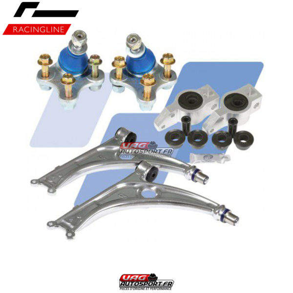 Kit bras de suspension alu avec silentblocs et rotules réglables - VW Golf 5/6 - AUDI A3/S3 8P, Leon 2, Octavia 2 - VWR45G5COMP - RacingLine