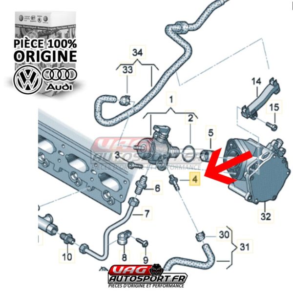 Raccord de pompe haute pression - 2.0 TSI EA888.3 - 06L 127 213 J - Pièce 100% origine Volkswagen / Audi – Image 3