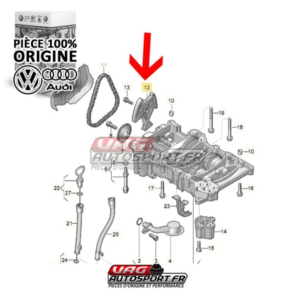 Tendeur de chaine pour pompe à huile - 2.0 TFSI EA113 - Pièce 100% origine Volkswagen / Audi – Image 3