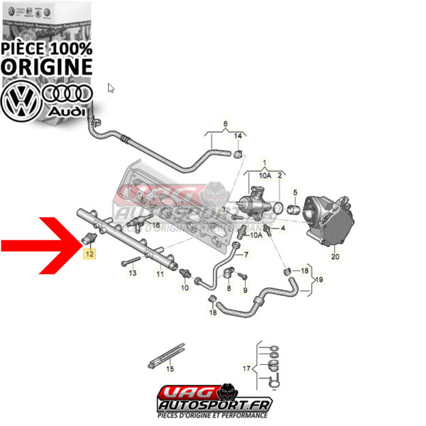 Capteur de Rail Haute pression - 06J 906 054 J - 2.0 TSI EA888 GEN3 - Pièce 100% origine Volkswagen / Audi – Image 3
