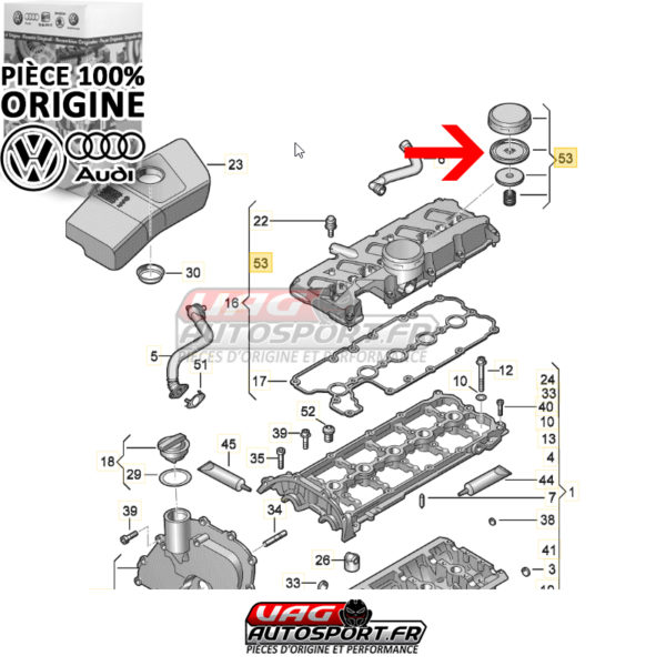 Kit de réparation pour PCV VALVE - 07K 198 469 - 2.5 TFSi - Pièce 100% origine Audi – Image 2