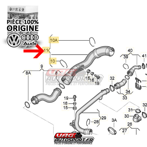Outlet pipe - 1K0 145 762 BM - 2.0 TFSI EA113 K04  - Pièce 100% origine Volkswagen / Audi – Image 2