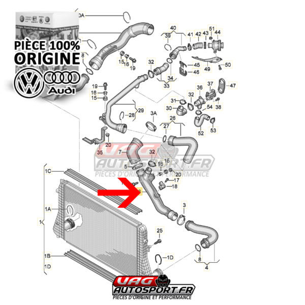 Throotle Pipe (Durite rigide de pipe d'admission) - 1K0 145 770 P - 2.0 TFSI EA113 K04 - Pièce 100% origine Volkswagen / Audi – Image 8