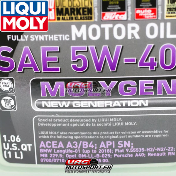 Huile moteur 5W40 - 100% synthèse - 1 LITRE - Molygen New Generation - Liqui Moly – Image 3