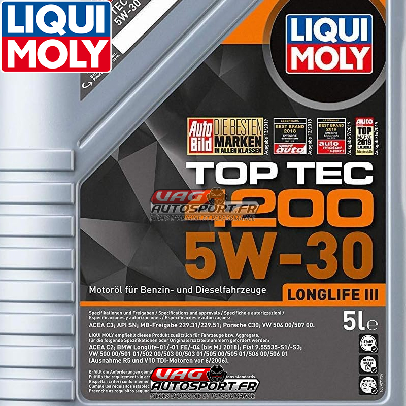 Huile moteur TOP TEC 4200 - 5W30 - 100% synthèse - 5 LITRES - Liqui Moly —  Vag Autosport