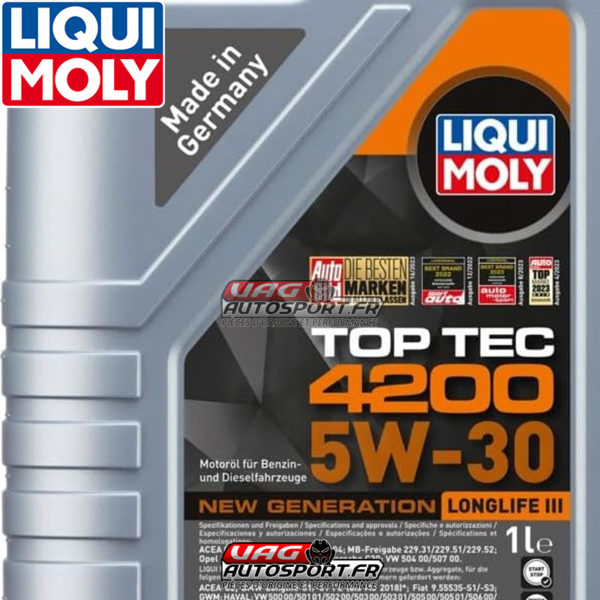 Huile moteur TOP TEC 4200 - 5W30 - 100% synthèse - 5 LITRES - Liqui Moly – Image 4
