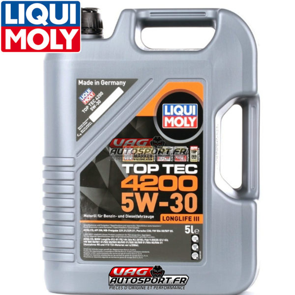 Huile moteur TOP TEC 4200 - 5W30 - 100% synthèse - 5 LITRES - Liqui Moly – Image 5