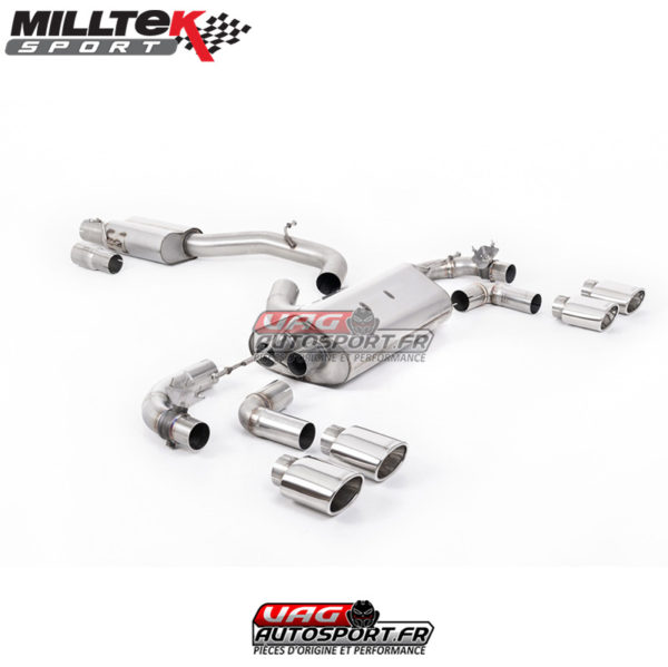 Demi-ligne (CatBack) - Avec silencieux intermédiaire - Avec Valves - Sorties ovales Chrome - SSXVW650 - Milltek
