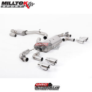 Demi-ligne (CatBack) - Avec silencieux intermédiaire - Avec Valves - Sorties rondes GT100 Chrome - SSXVW656 - Milltek