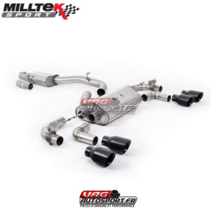 Demi-ligne (CatBack) - Avec silencieux intermédiaire - Avec Valves - Sorties rondes GT100 Noir Cerakote - SSXVW652 - Milltek