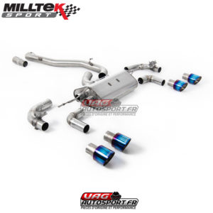 Demi-ligne (CatBack) - Sans Intermédiaire - Avec Valves - Sorties rondes GT100 Titane Burnt - SSXVW648 - Milltek