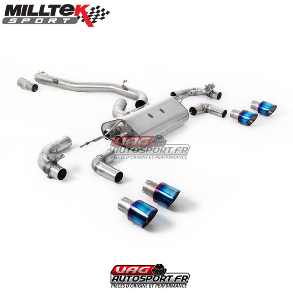 Demi-ligne (CatBack) - Sans Intermédiaire - Avec Valves - Sorties rondes GT100 Titane Burnt - SSXVW648 - Milltek
