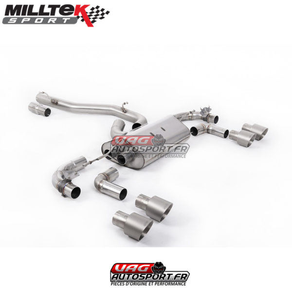 Demi-ligne (CatBack) - Sans Intermédiaire - Avec Valves - Sorties rondes GT100 Titane - SSXVW647 - Milltek