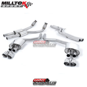 Demi-ligne (CatBack) - Sans Intermédiaire - Avec silencieux Arrière - Sans valves - Sorties Quad GT100 - 4.0 TFSI - SSXAU331 - Milltek