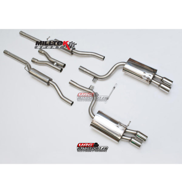 Demi-ligne (Catback) avec intermédiaire - Sorties Quad 76.2mm  - Audi S4 4.2 V8 QUATTRO B7 - SSXAU046 - Milltek