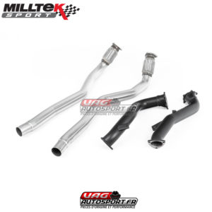 Descentes de Turbo 76 mm avec Semi-Gloss Black coating - Suppriment catalyseurs primaires / secondaires (Pour grosse préparation) - Montage ligne Milltek - SSXAU555 - Milltek