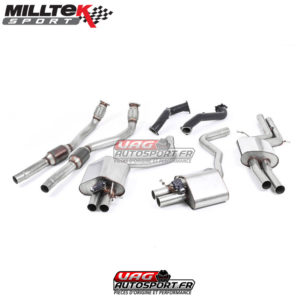 Ligne Complète avec Catalyseur Sport Hi-Flow 76 mm - Avec silencieux intermédiaire - Avec systeme ValveSonic - SSXAU596 - Milltek