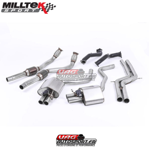 Ligne Complète avec Catalyseur Sport Hi-Flow 76 mm - Sans Intermédiaire - Avec systeme ValveSonic - SSXAU595 - Milltek