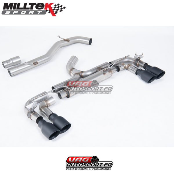 Ligne après cata Race 80mm + valves - Sorties GT100 Noir Cerakote - VW Golf MK7 R 2.0 TSI 300cv - 80mm (2014-2016) - SSXVW714 - Milltek