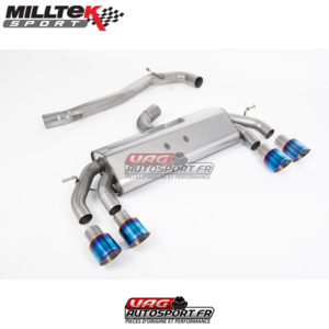 Ligne après cata - Sorties Quad GT100 Titane Burnt - VW Golf MK7.5 R 2.0 TSI 310cv (Sans FAP) (2017+) - SSXVW590 - Milltek