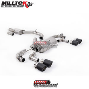 Demi-ligne (CatBack) - Avec silencieux intermédiaire - Avec Valves - Sorties rondes Jet100 Carbones - SSXVW655 - Milltek