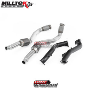 Descentes de Turbo 76 mm avec Semi-Gloss Black coating - Suppriment catalyseurs primaires - Avec catalyseurs secondaires Hi-Flow 100 CPSI  (Pour grosse préparation) - Montage ligne Origine - SSXAU635 - Milltek